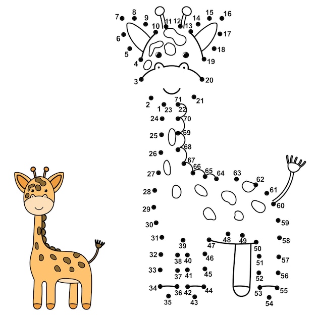 premium vector  connect the dots to draw a cute giraffe and