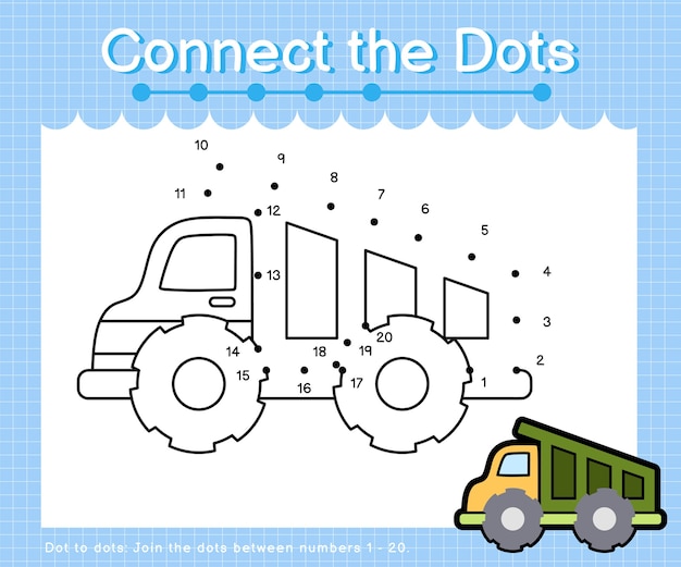 Premium Vector Connect The Dots Drumptruck Dot To Dot Games For Children Counting Number 1 20