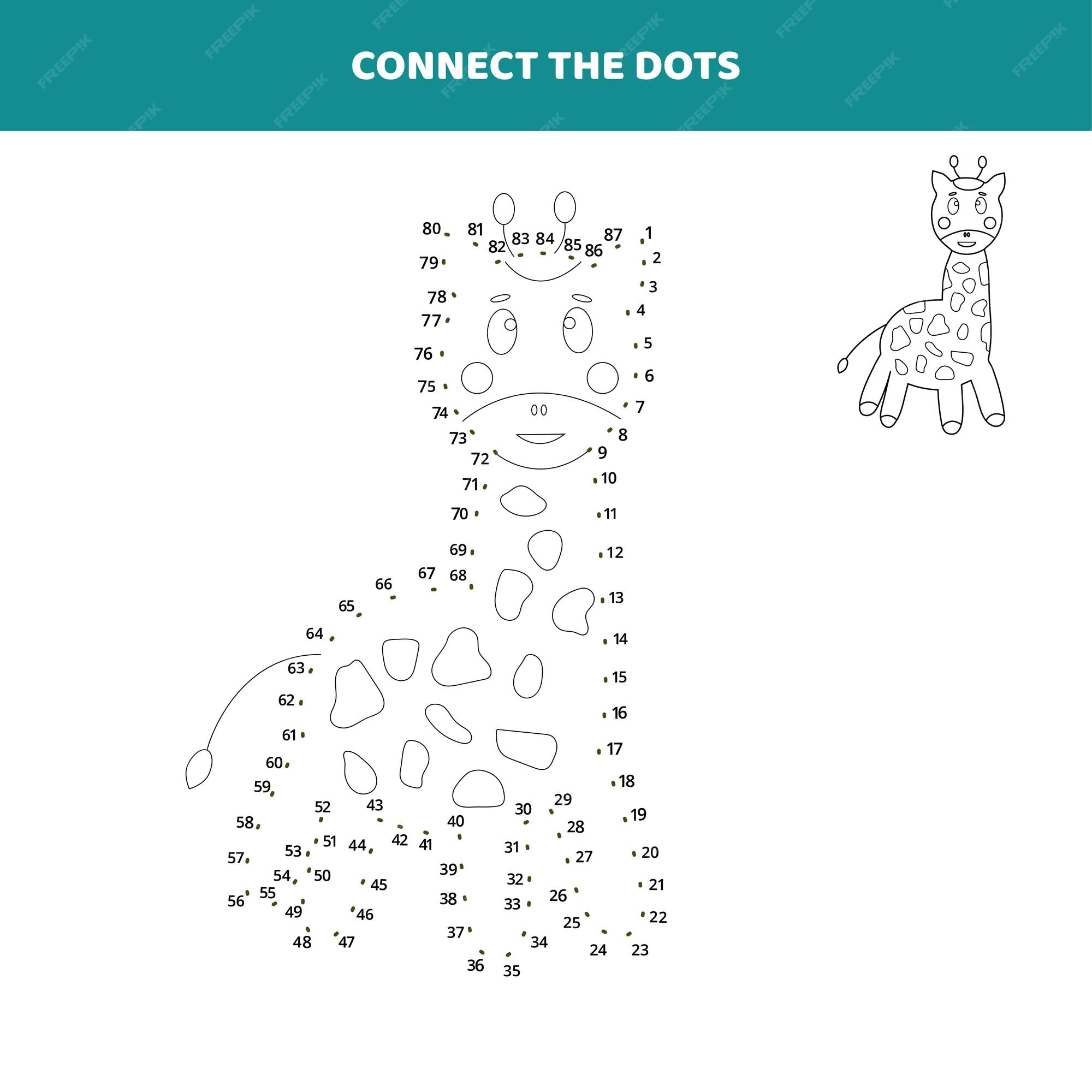 Premium Vector | Connect the dots for the giraffe worksheet for kids