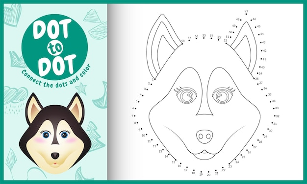 Premium Vector Connect The Dots Kids Game And Coloring Page With A Cute Face Husky Dog