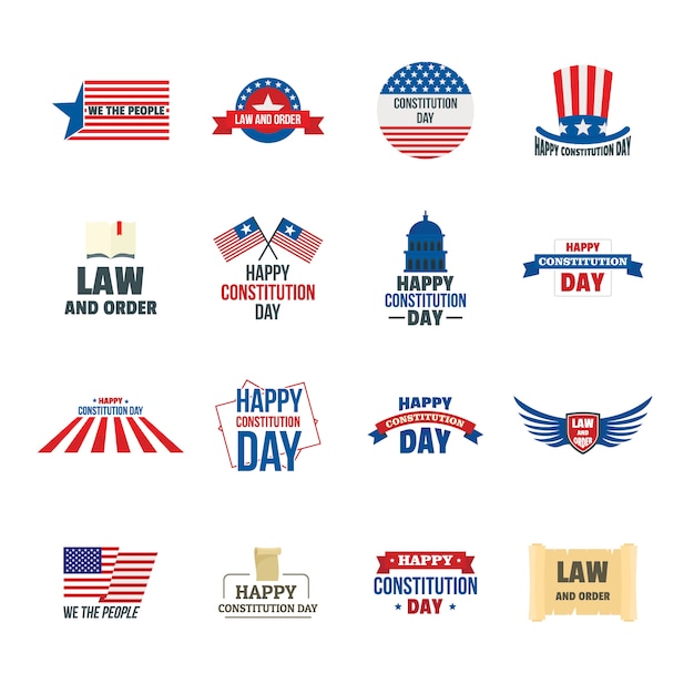 Premium Vector Constitution Day Usa Logo Icons Set