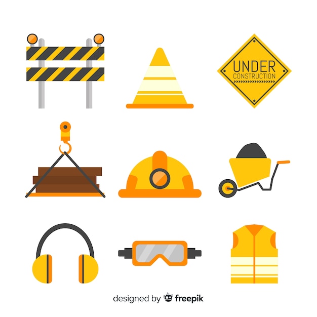 Construction equipment collection Free Vector