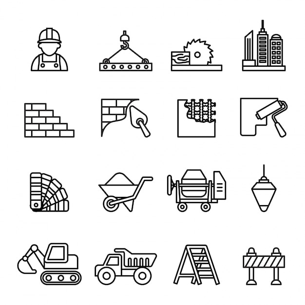 Premium Vector | Construction icons set.