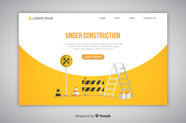 Free Vector Under Construction Landing Page Template