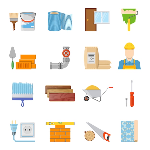 Download Construction materials icons set Vector | Free Download