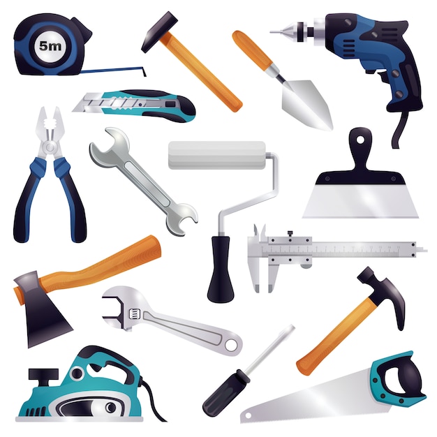 Free Vector | Construction renovation carpentry tools set