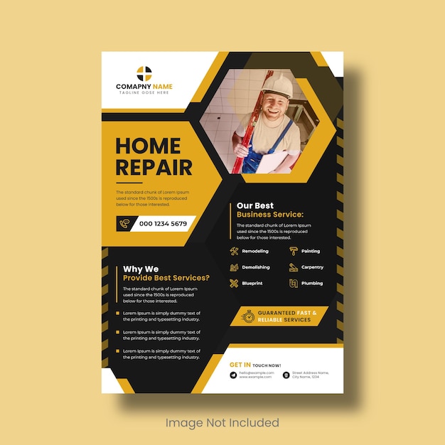 Premium Vector | Construction and renovation flyer template