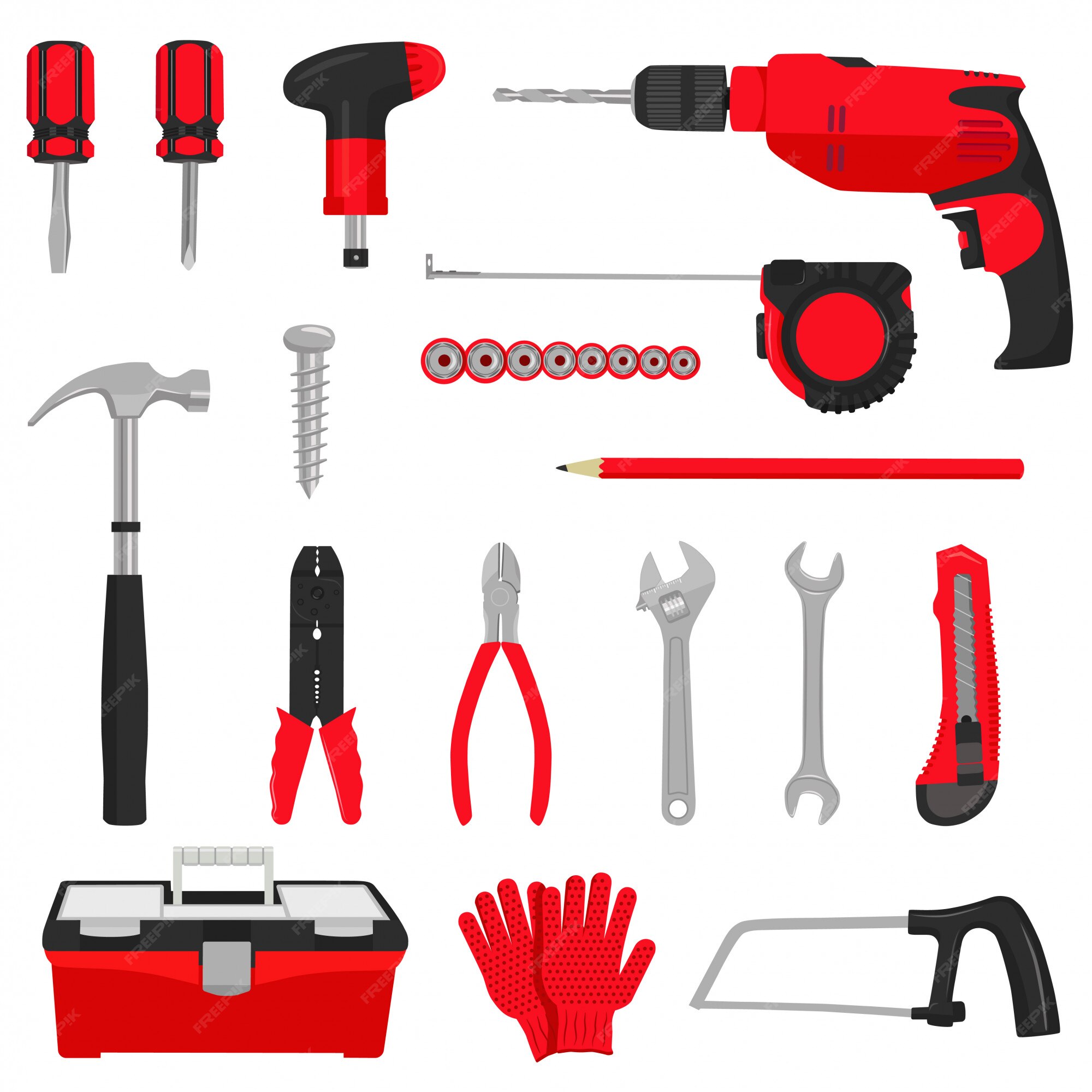 Premium Vector | Construction repair tools icons set