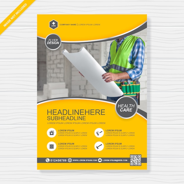 Construction tools cover a4 design template Premium Vector