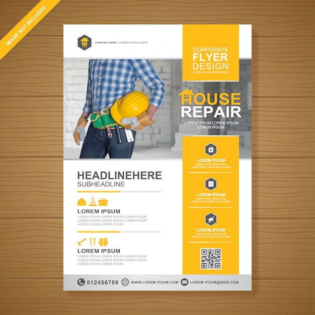 Premium Vector Construction Tools Cover Flyer Design Template