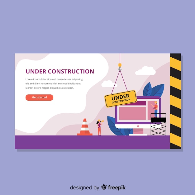 Under construction web landing page Free Vector