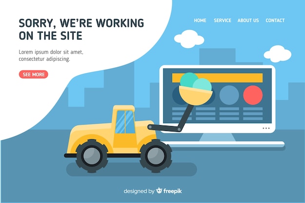 Under construction web landing page Free Vector
