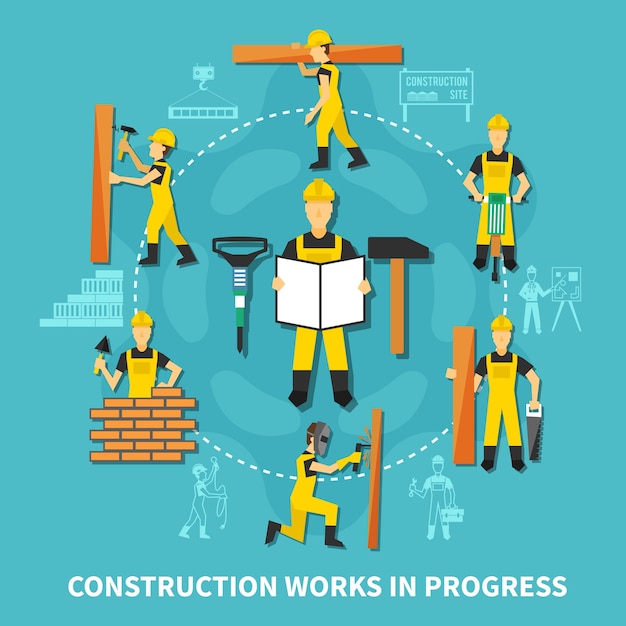 Free Vector | Construction worker concept with construction works in ...