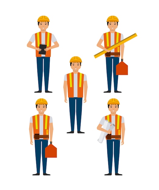 Premium Vector | Construction workers cartoon icon over white background