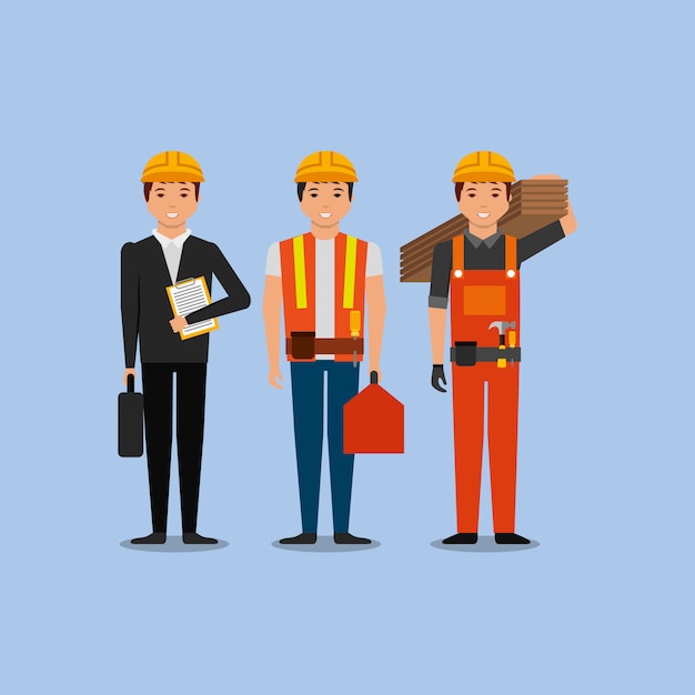 Premium Vector | Construction workers engineer foreman employee