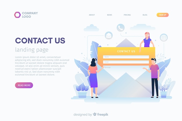 Contact Us Landing Page Template Vector | Free Download