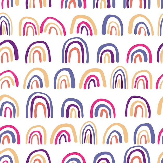 Premium Vector | Contemporary rainbows lines seamless pattern. hand ...