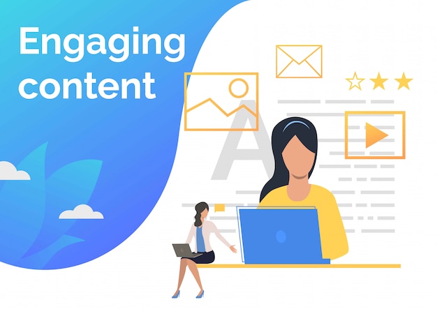 Content managers creating content Free Vector