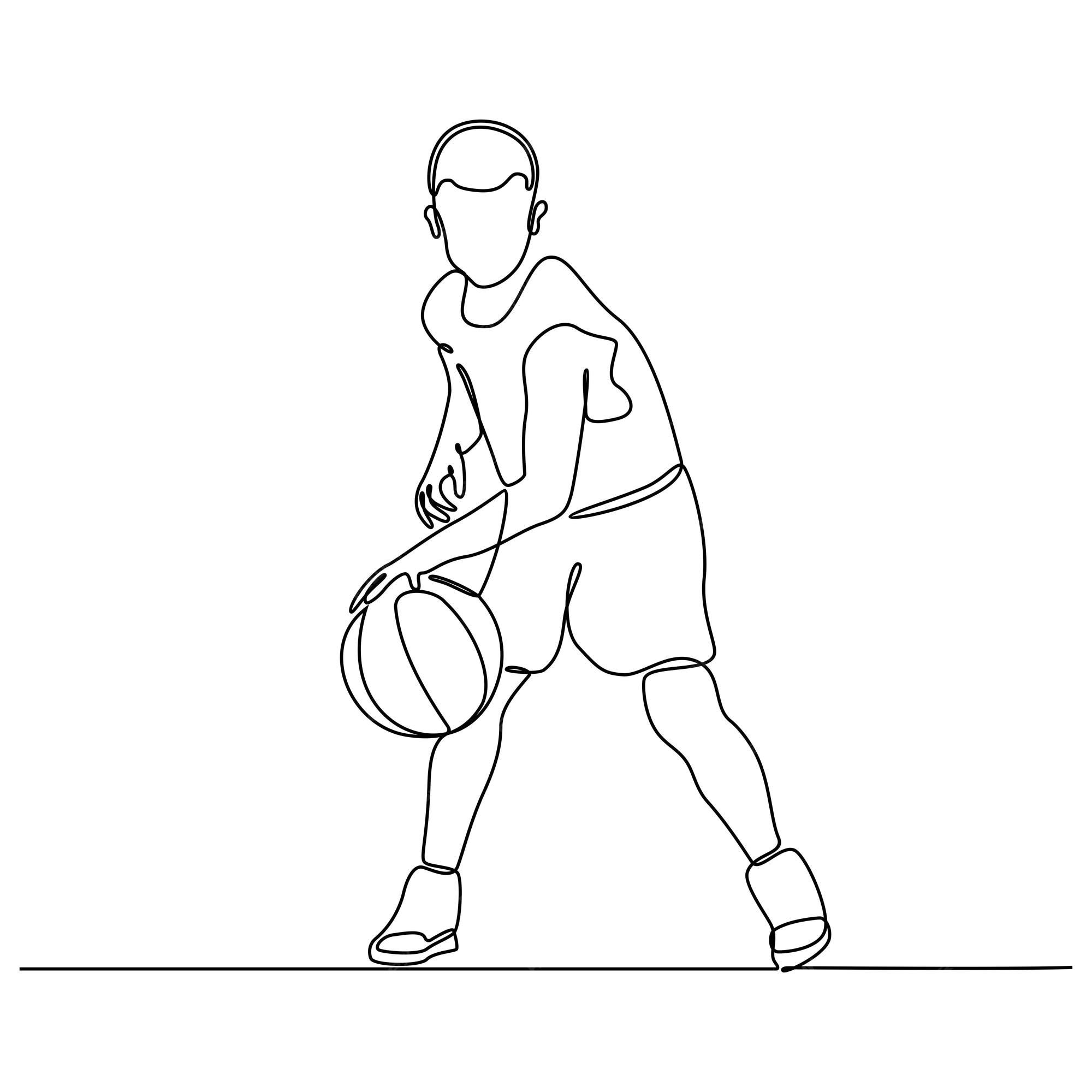Premium Vector | Continuous line drawing of boy professional basketball ...