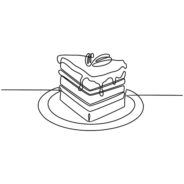 Premium Vector Continuous line drawing cake vector illustration