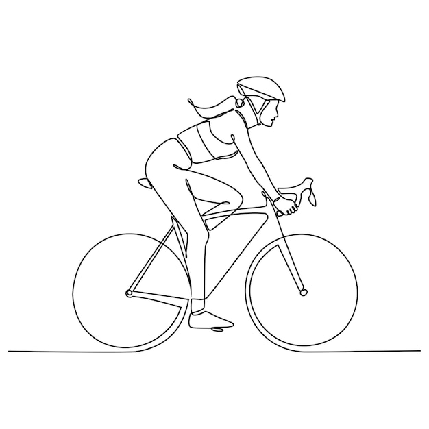 Premium Vector Continuous line drawing of cyclist riding bicycle