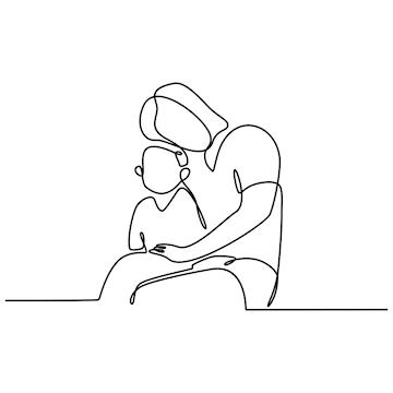 Premium Vector | Continuous line drawing of a mother and daughter ...