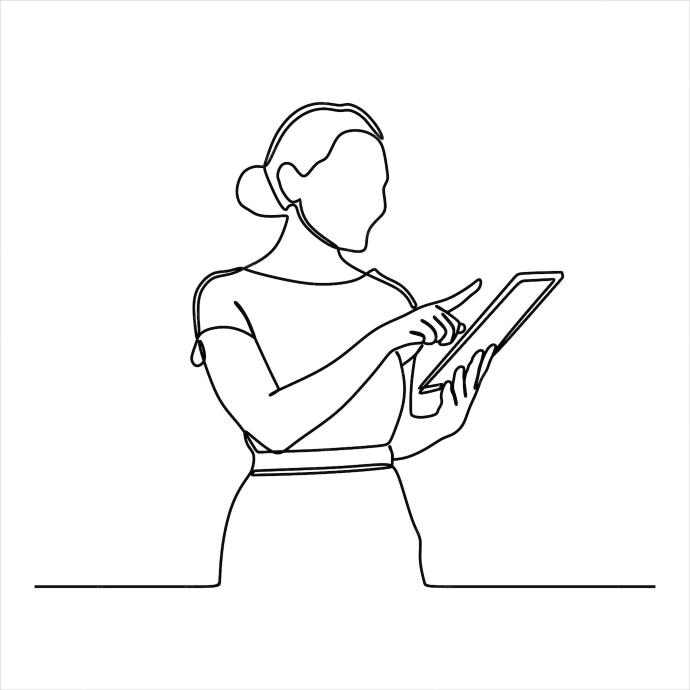 Premium Vector | Continuous line drawing of portrait business woman ...