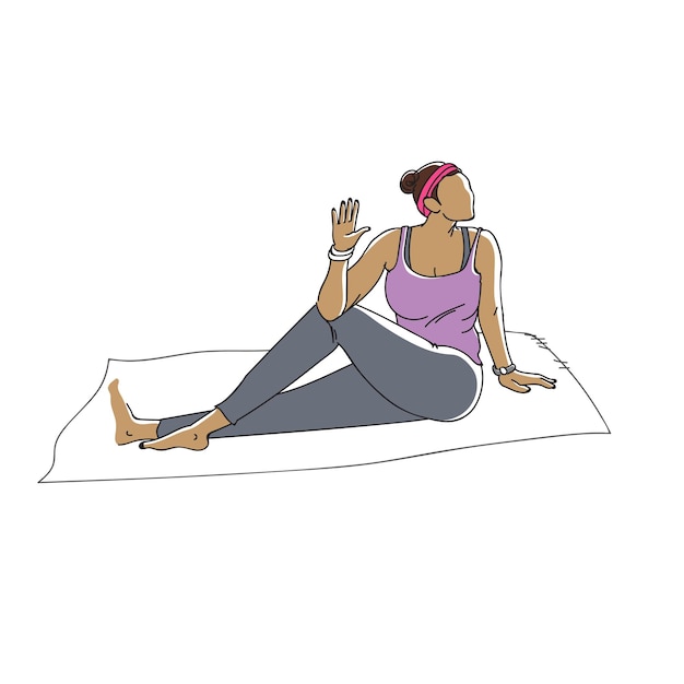 Premium Vector Continuous Line Drawing Of A Young Woman Doing Yoga Fitness Exercise