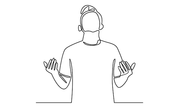 Premium Vector | Continuous line of muslim man praying illustration