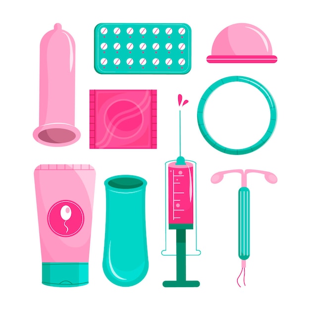 Free Vector Contraception Methods Concept