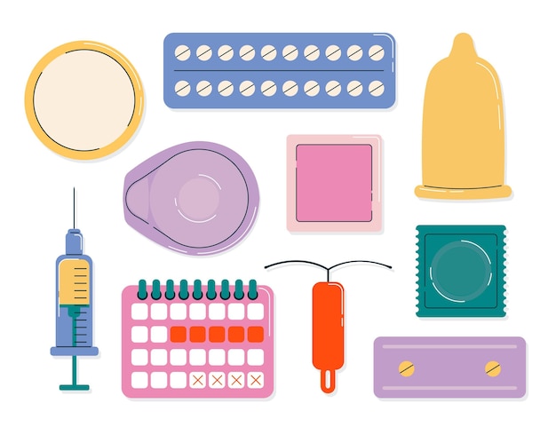 Free Vector | Contraception methods illustration