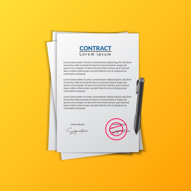 Premium Vector | Contract document paper with signature ...