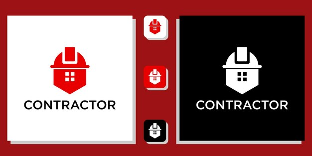 Premium Vector | Contractor symbol hat house window with app template