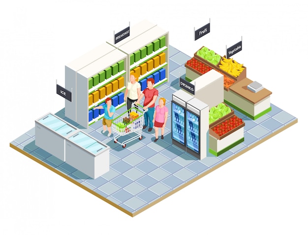 Free Vector | Convenient shop family composition