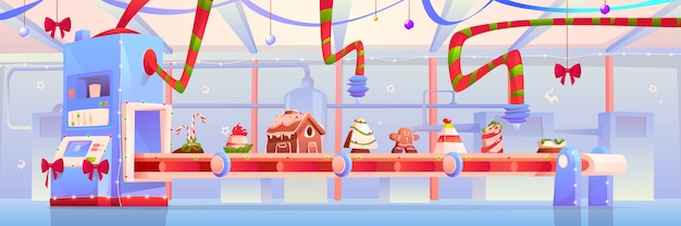 クリスマスのお菓子と甘いイラストのコンベヤー 無料のベクター クリスマスのお菓子と甘いイラストのコンベヤー 無料のベクター