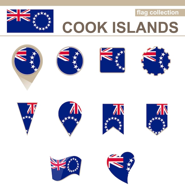 Premium Vector Cook Islands Flag Collection 12 Versions