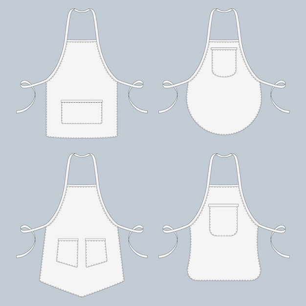 Download Premium Vector Cook Uniform Restaurant Apron Vector Template Collection Illustration Of Uniform Protective For Kitchen And Cooking