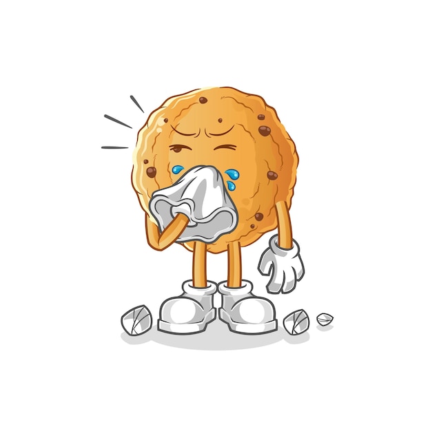 Premium Vector Cookie Blowing Nose Character Cartoon Mascot Vector