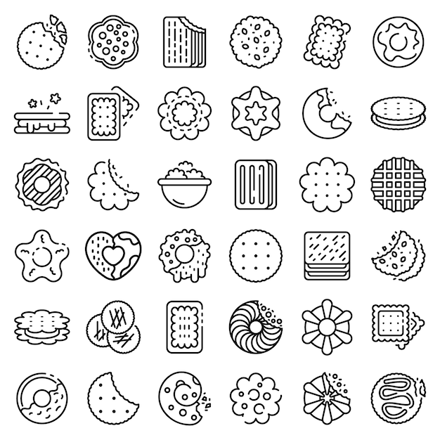 premium-vector-cookie-icons-set-outline-style