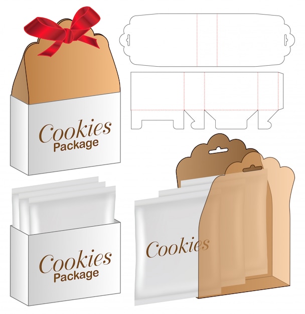 Cookies box packaging die cut template design Vector Premium Download