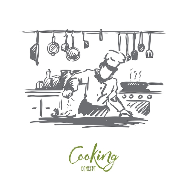 Premium Vector | Cooking, chef, food, meal concept. hand drawn chef ...