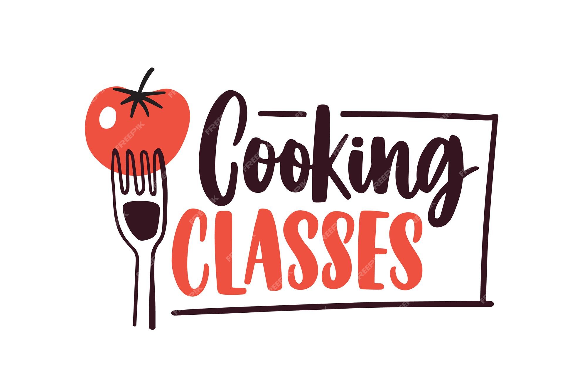 Premium Vector Cooking lessons flat logotype