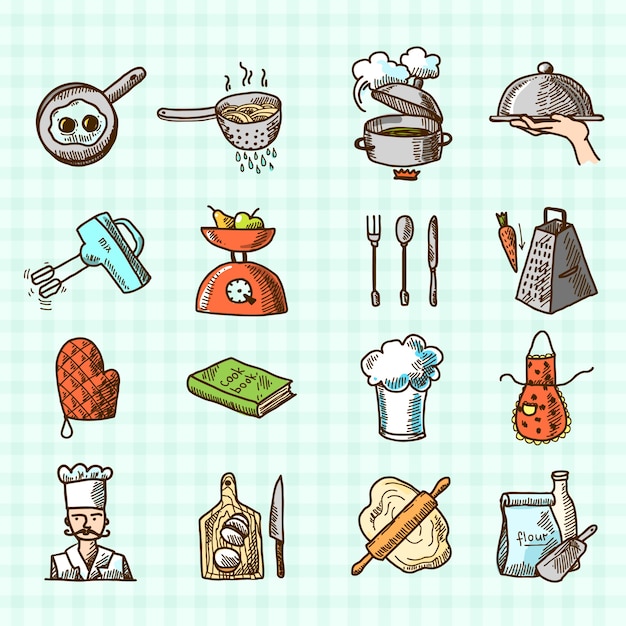 food cooking vector icons