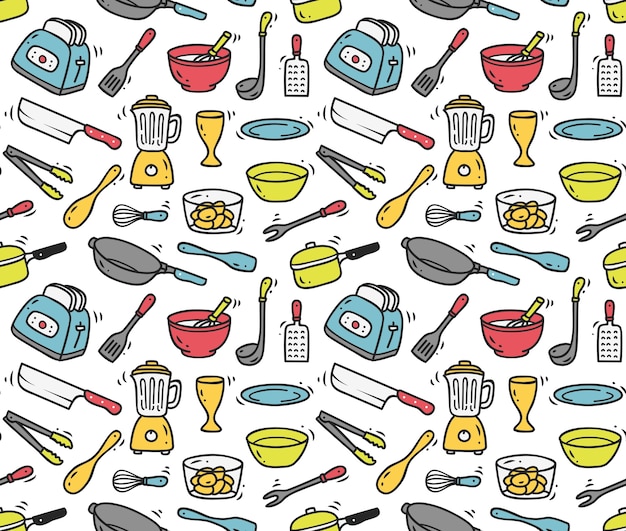 Premium Vector Cooking Utensils Seamless Background