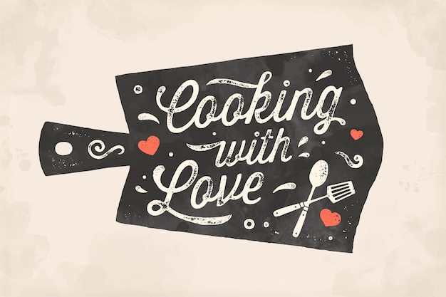 Premium Vector | Cooking with love. kitchen poster. kitchen wall decor ...