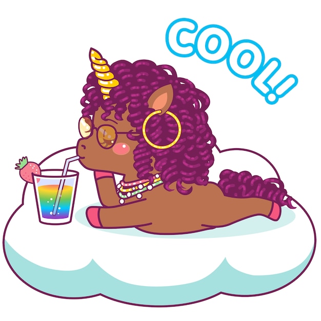 Download Cool afro unicorn Vector | Premium Download