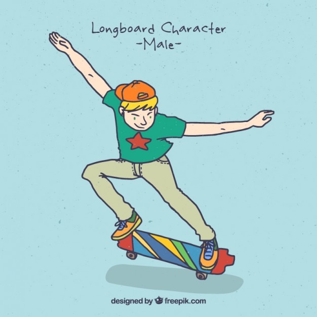 Cool boy in his skateboard