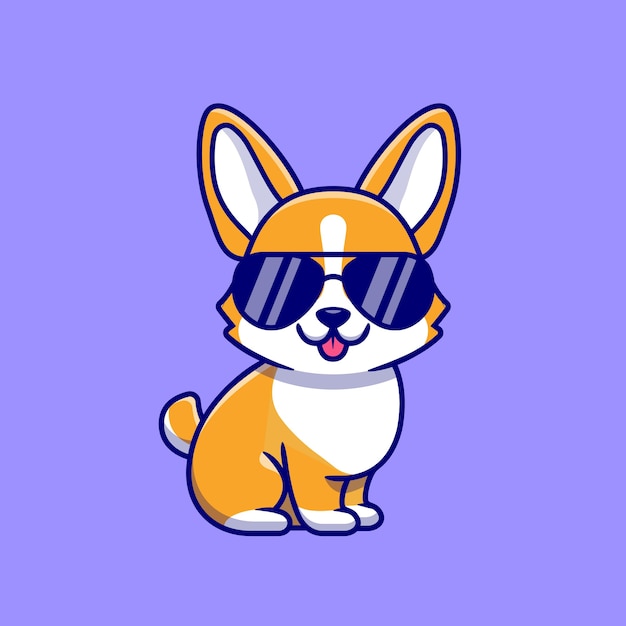 Premium Vector | Cool corgi dog with eyeglasses cartoon icon illustration.