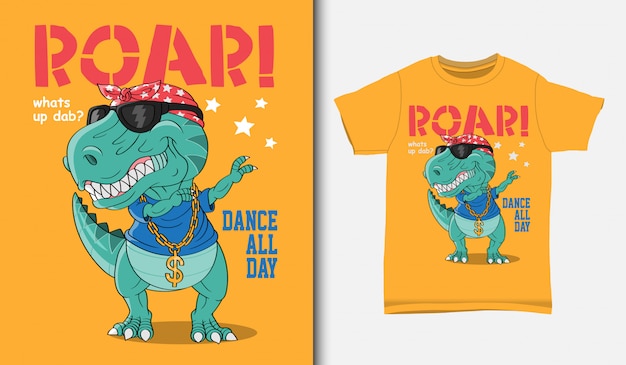 Download Free Cool Dinosaur Dabbing Illustration With T Shirt Design Hand Drawn Use our free logo maker to create a logo and build your brand. Put your logo on business cards, promotional products, or your website for brand visibility.