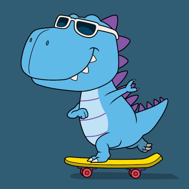 Premium Vector | Cool dinosaur playing skateboard.